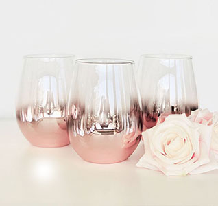 Rose Gold Dipped Stemless Wine Glass