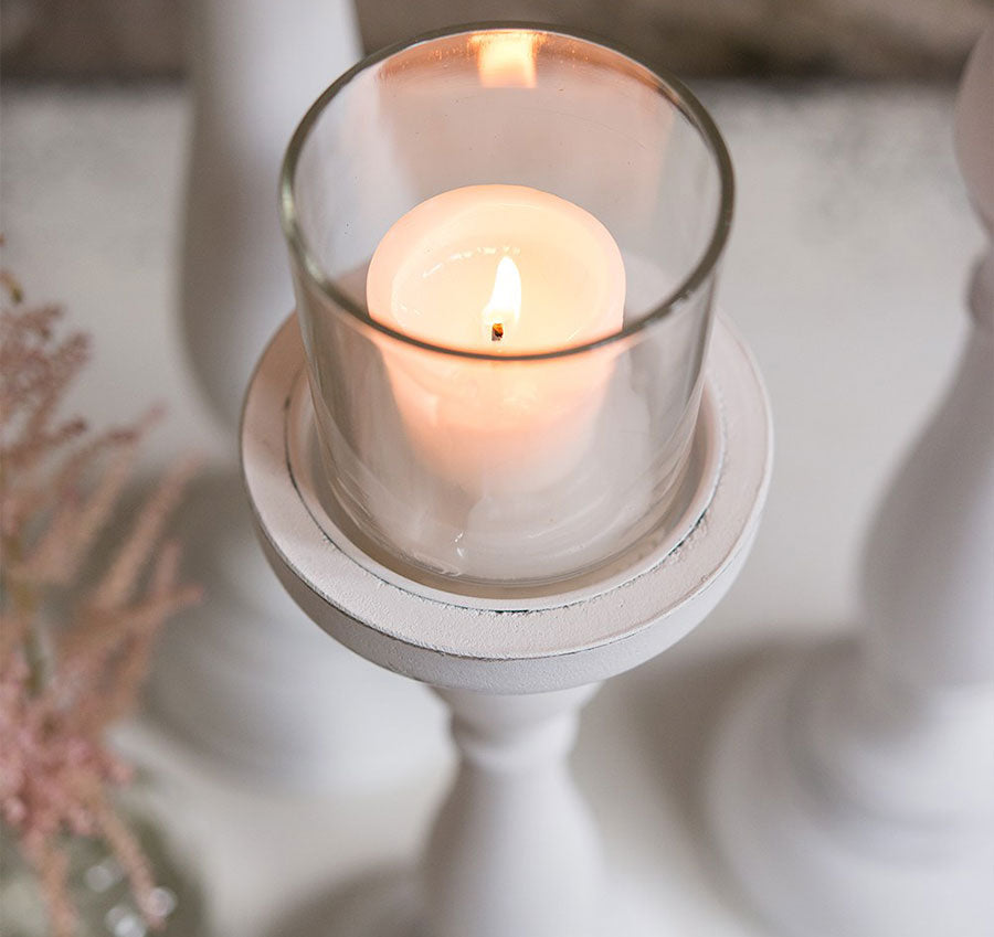 Shabby Chic Spindle Candle Holder Set