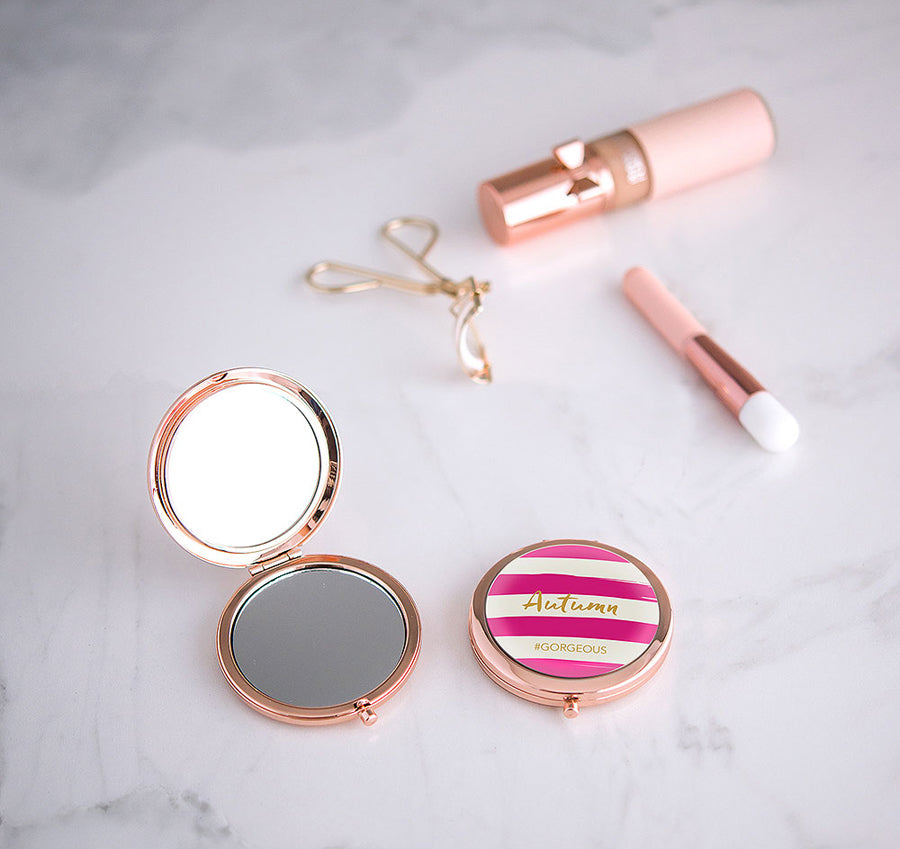 Striped Print Custom Compact Mirror