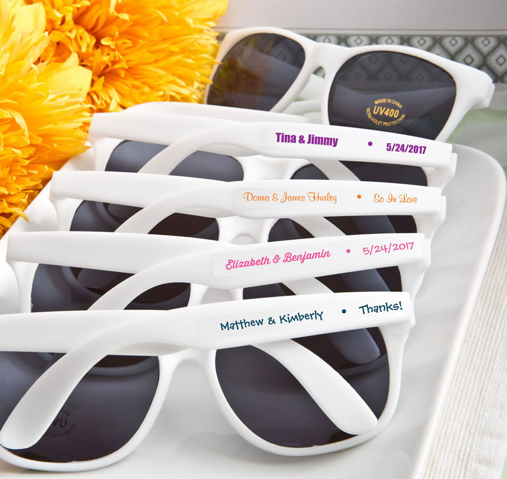 Personalized Sunglass Favors - White
