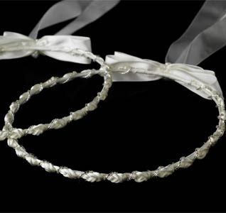 Silver Beaded Greek Stefana Wedding Crowns - The Wedding Outlet display picture 3