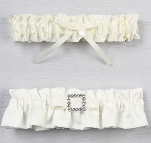 Glamour Wedding Garter Set White