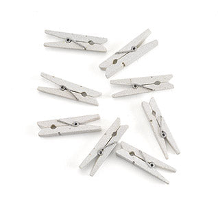 Mini Glitter Clothespins - White