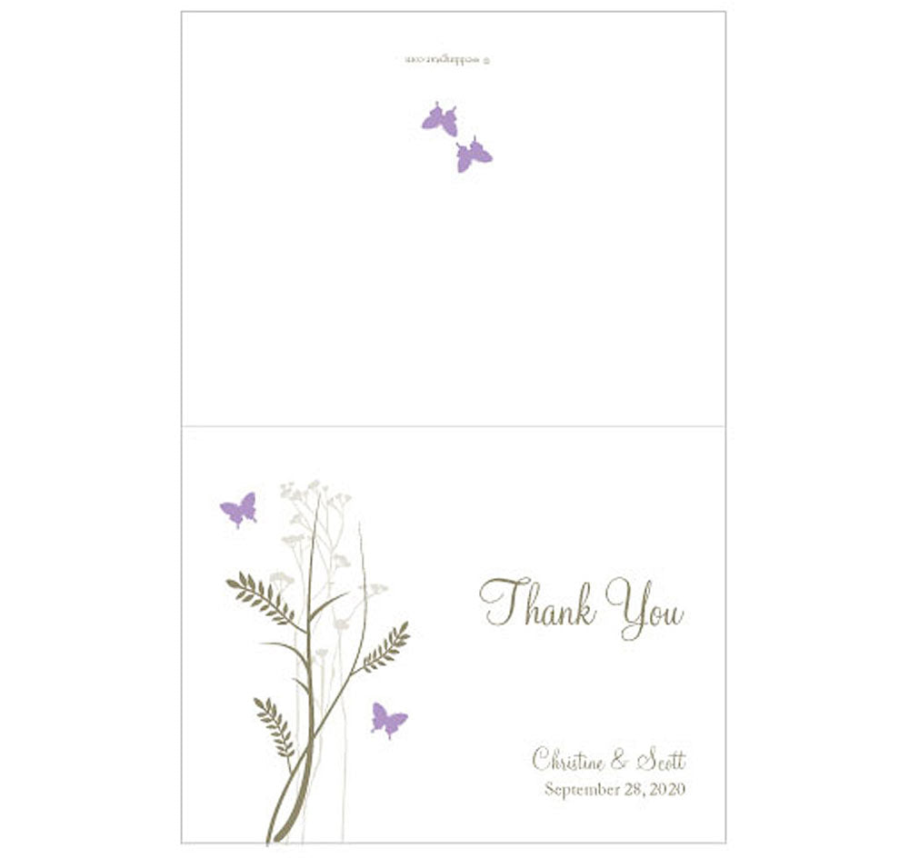 Romantic Butterfly Wedding Thank You Cards