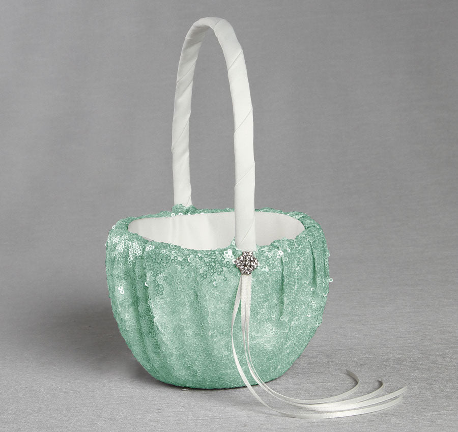 Elsa Matte Sequin Flower Girl Basket
