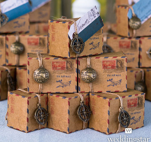 Vintage Airmail Favor Boxes (Set of 10)