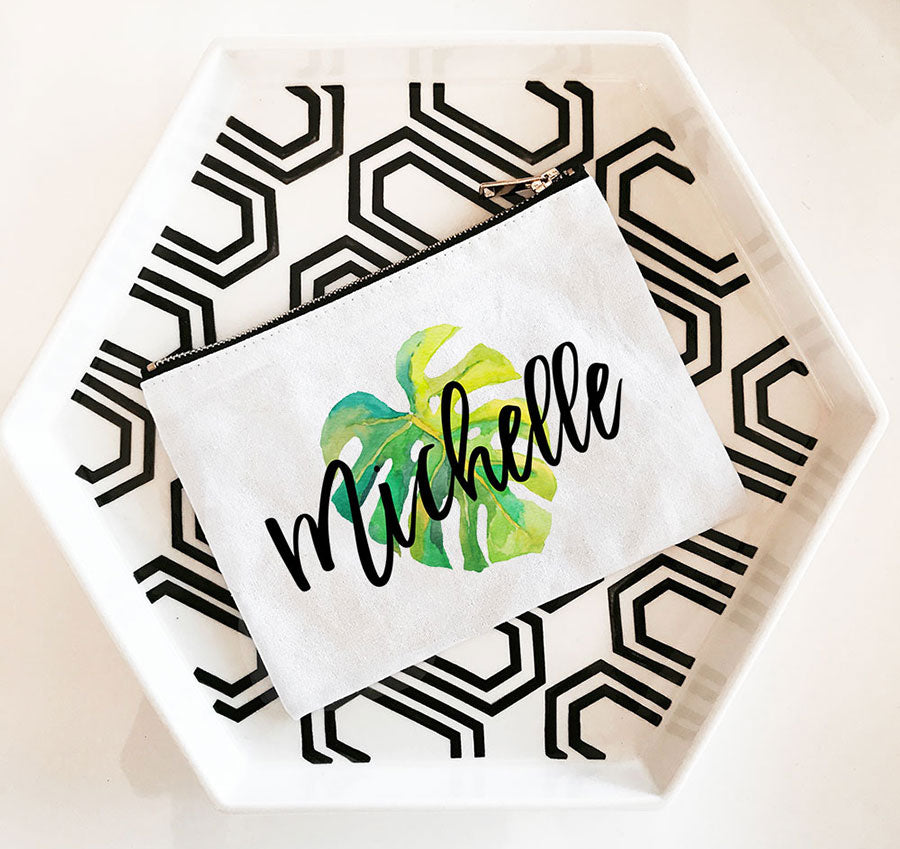 Personalized Tropical Canvas Cosmetic Bag