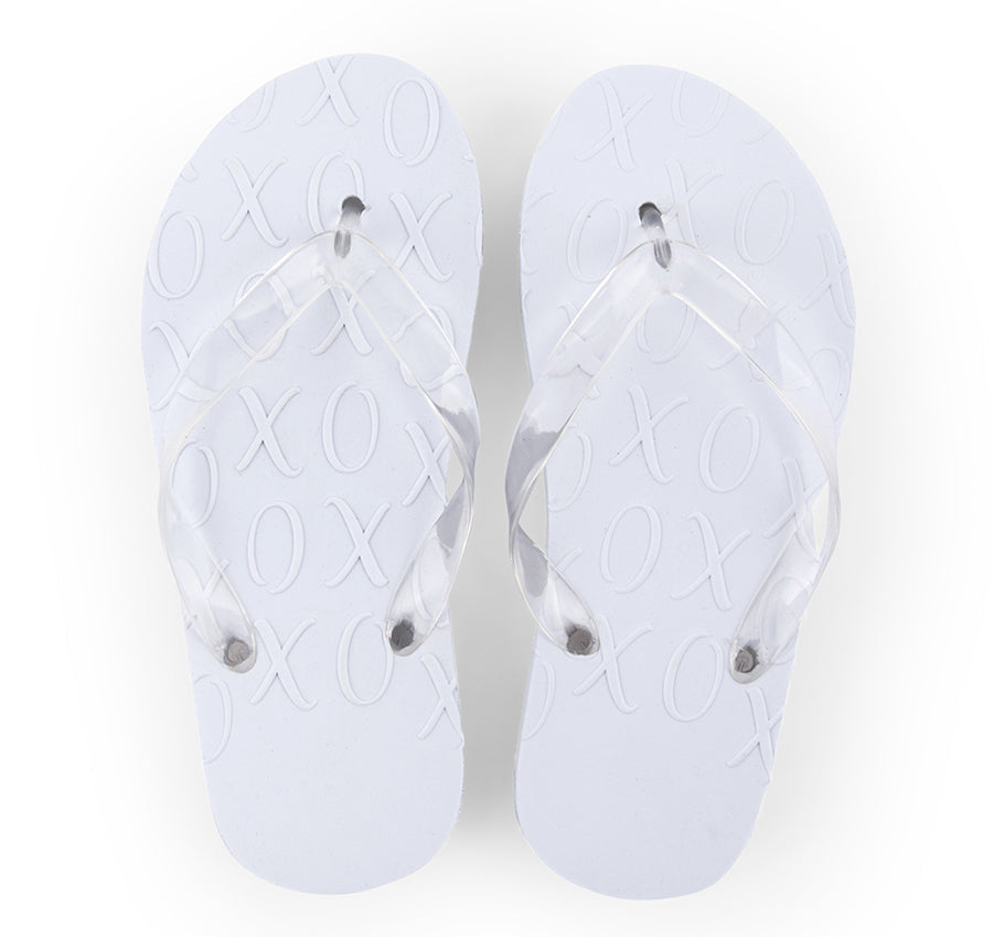 White XO Embossed Women&#39;s Flip Flops