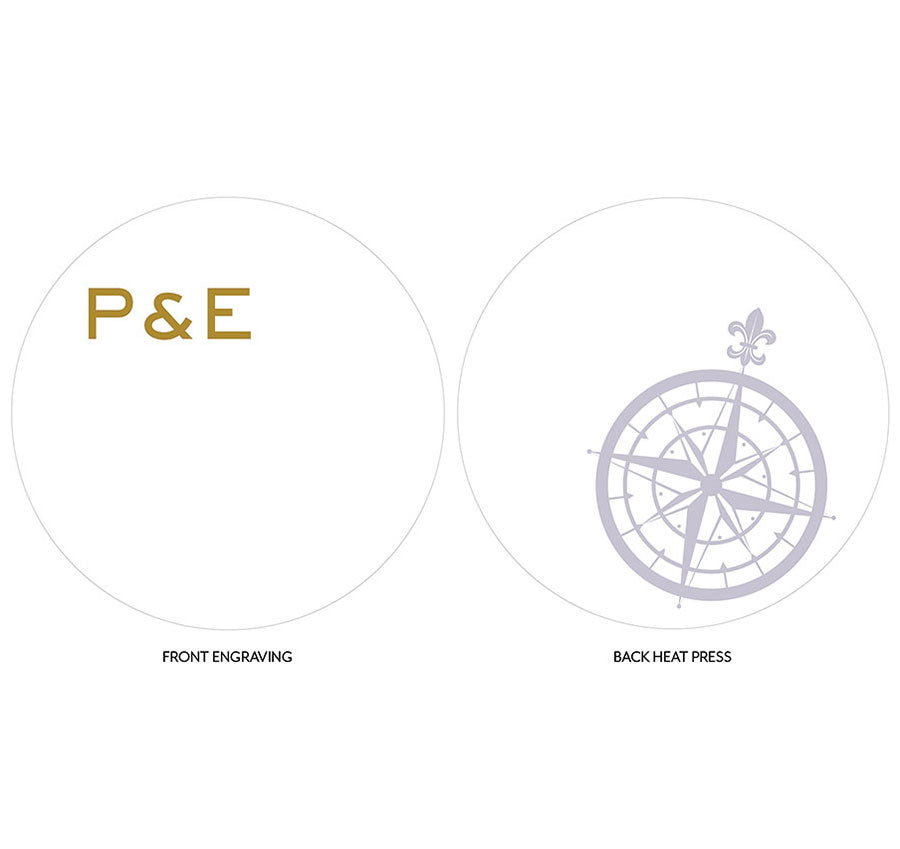 Vintage Compass Personalized Wedding Cake Topper