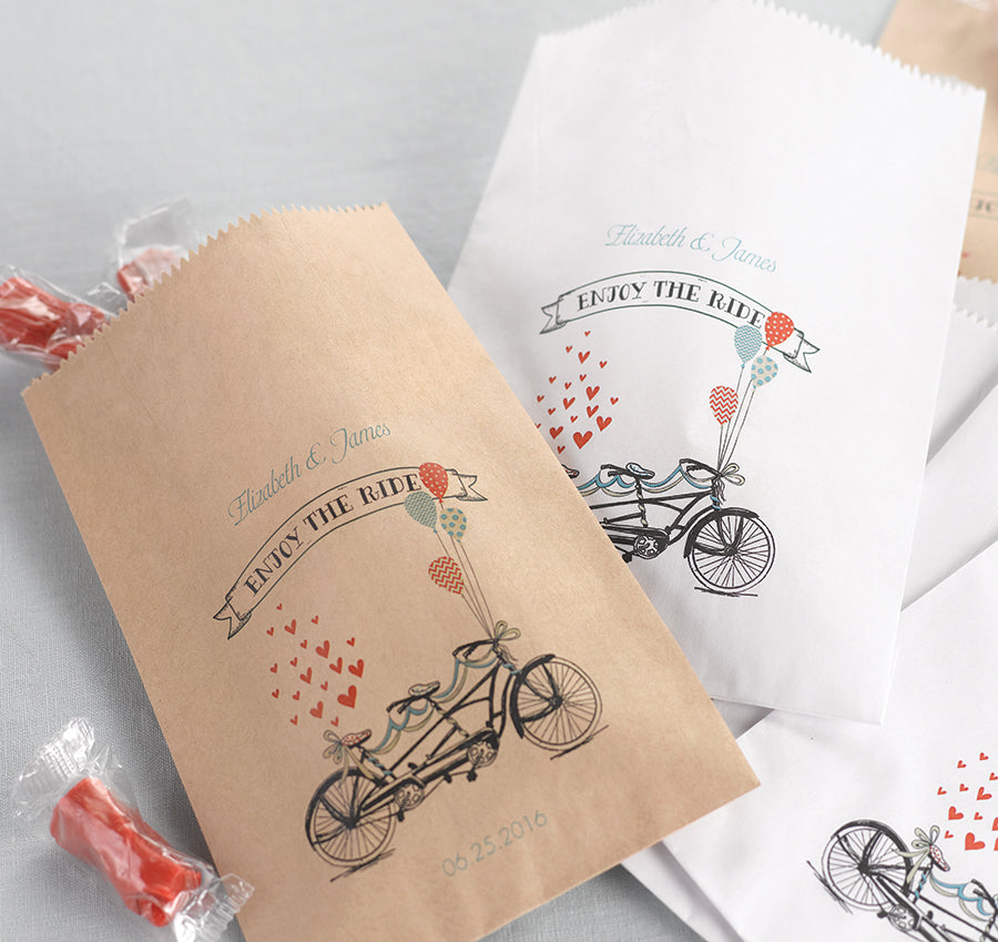 Tandem Bike Treat Bags - Kraft