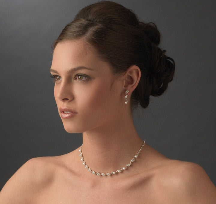 Rhinestones &amp; Pearls Bridal Necklace &amp; Earring Set