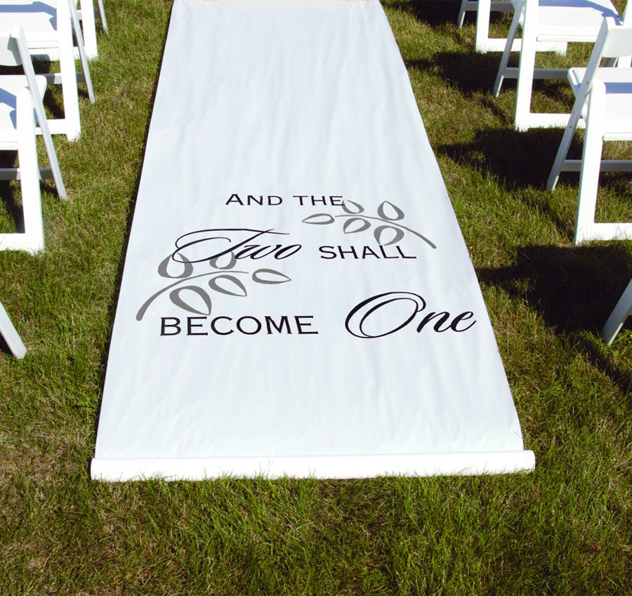 Two Shall Become One Wedding Aisle Runner - White