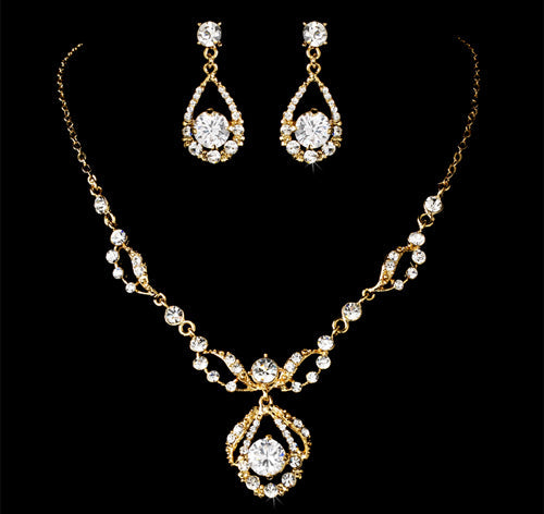 Rhinestone Necklace & Earring Bridal Jewelry Set