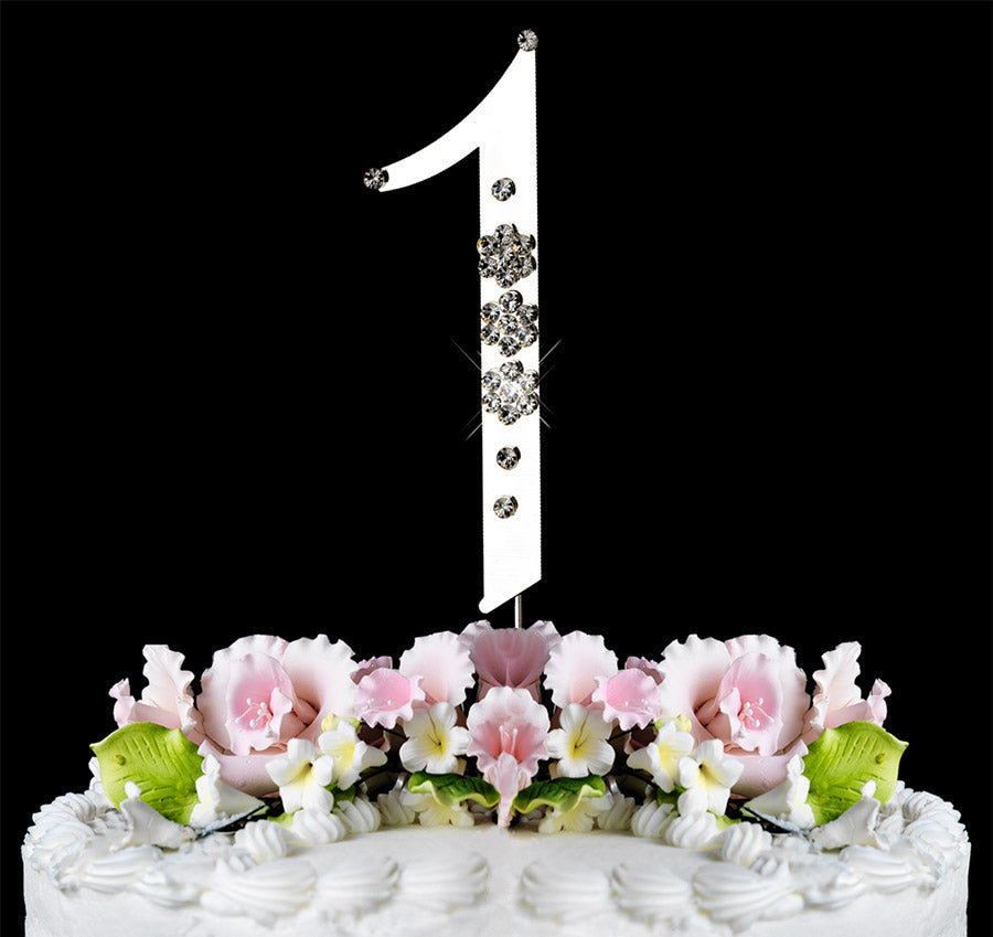 Silver French Flower Number Cake Top