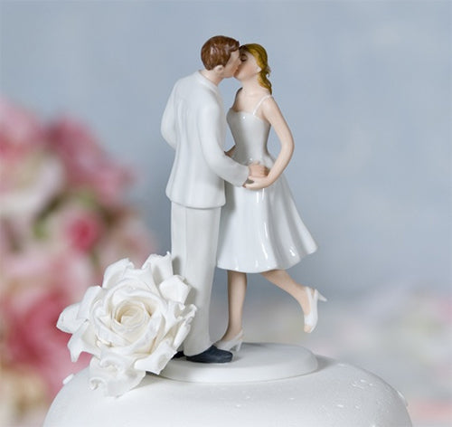 Leg Pop Kissing Bride & Groom Cake Topper