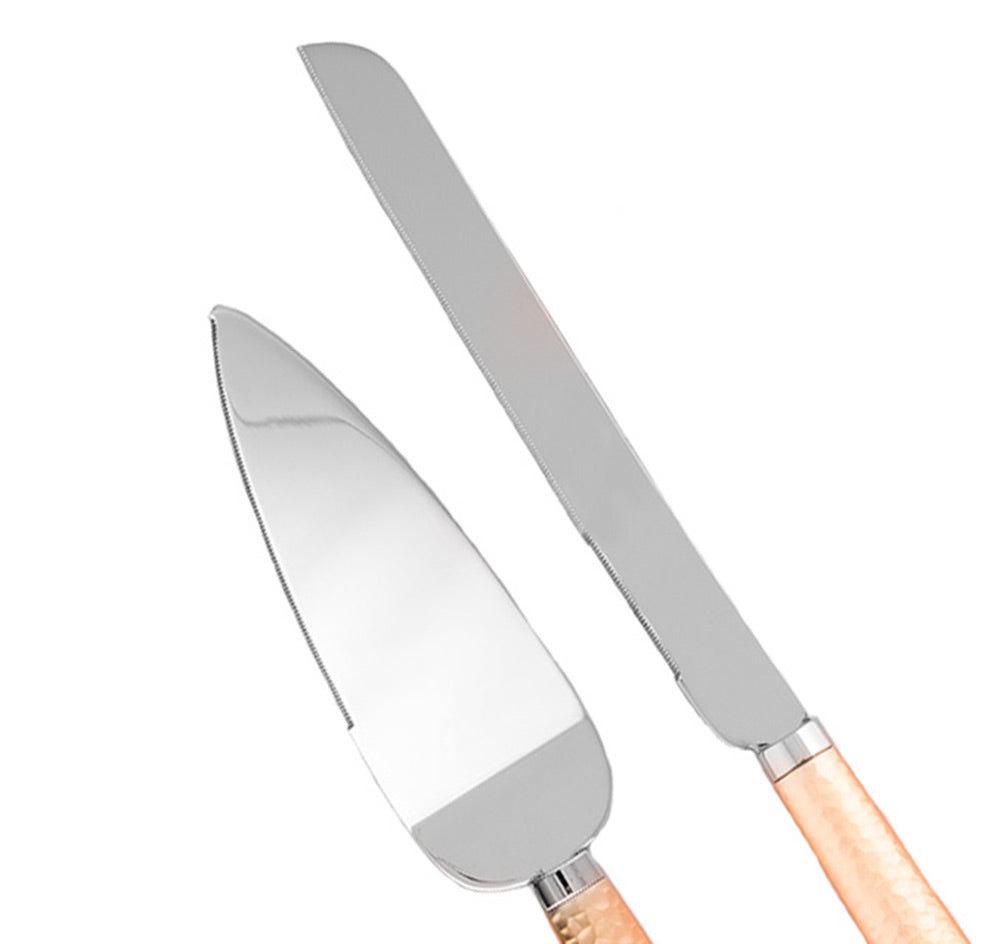 Hammered Gold &amp; Silver Cake Serving Set