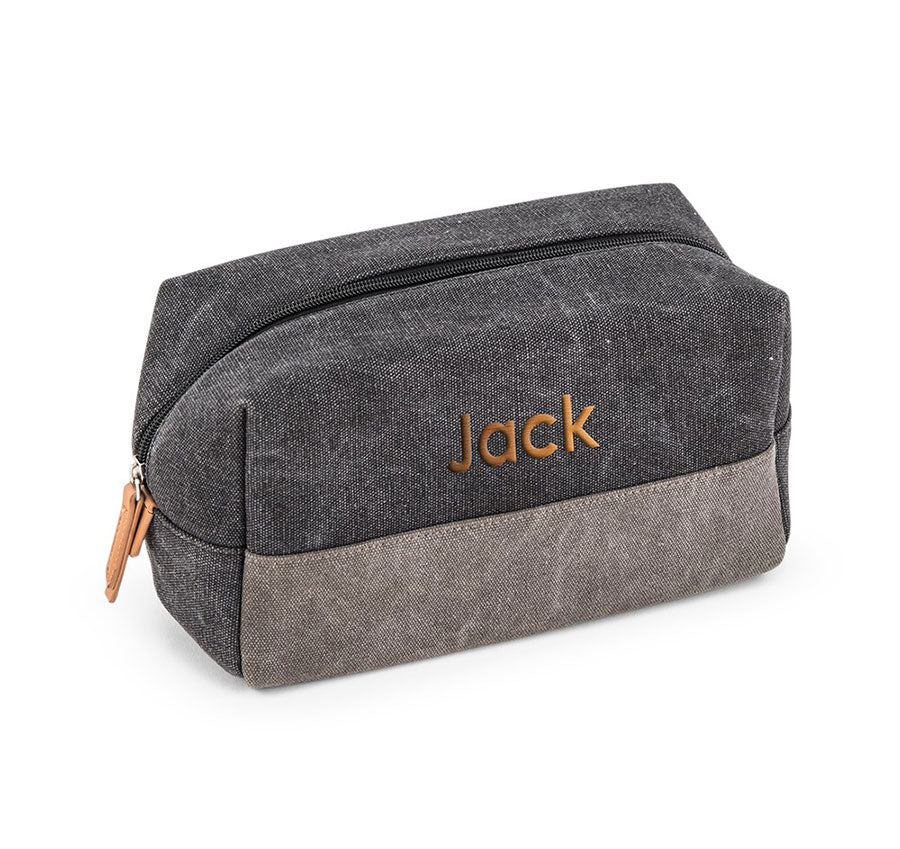 Black &amp; Gray Canvas Groomsmen Toiletry Bag