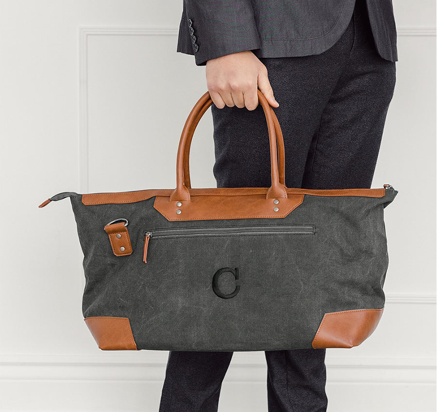 Charcoal Groomsmen Canvas Weekender Travel Bag