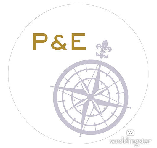 Vintage Compass Personalized Wedding Cake Topper