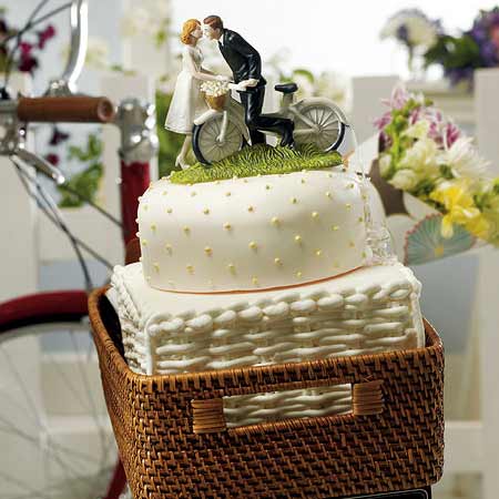 Bicycle Kiss Bride &amp; Groom Cake Topper