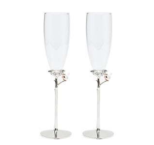 Love Birds Wedding Toasting Flutes