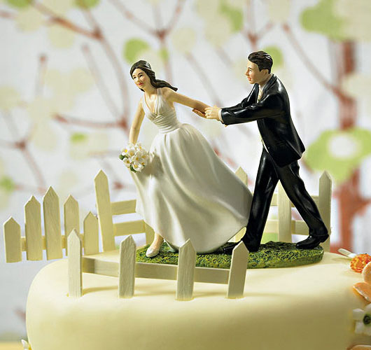 Race to the Altar Bride &amp; Groom Cake Topper