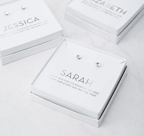 Bridesmaid Stud Earrings - Thank You