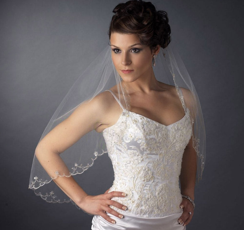 Scalloped Embroidered Edge Bridal Veil