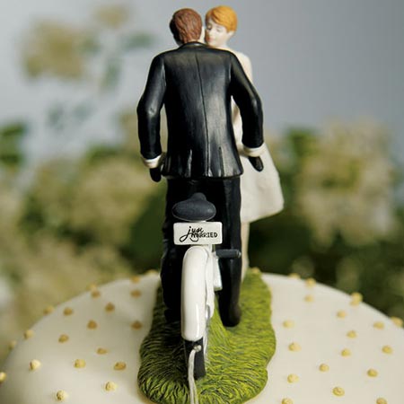 Bicycle Kiss Bride &amp; Groom Cake Topper