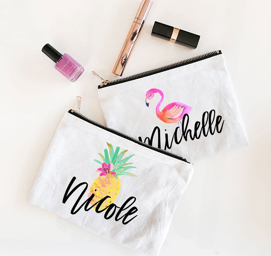Personalized Tropical Canvas Cosmetic Bag