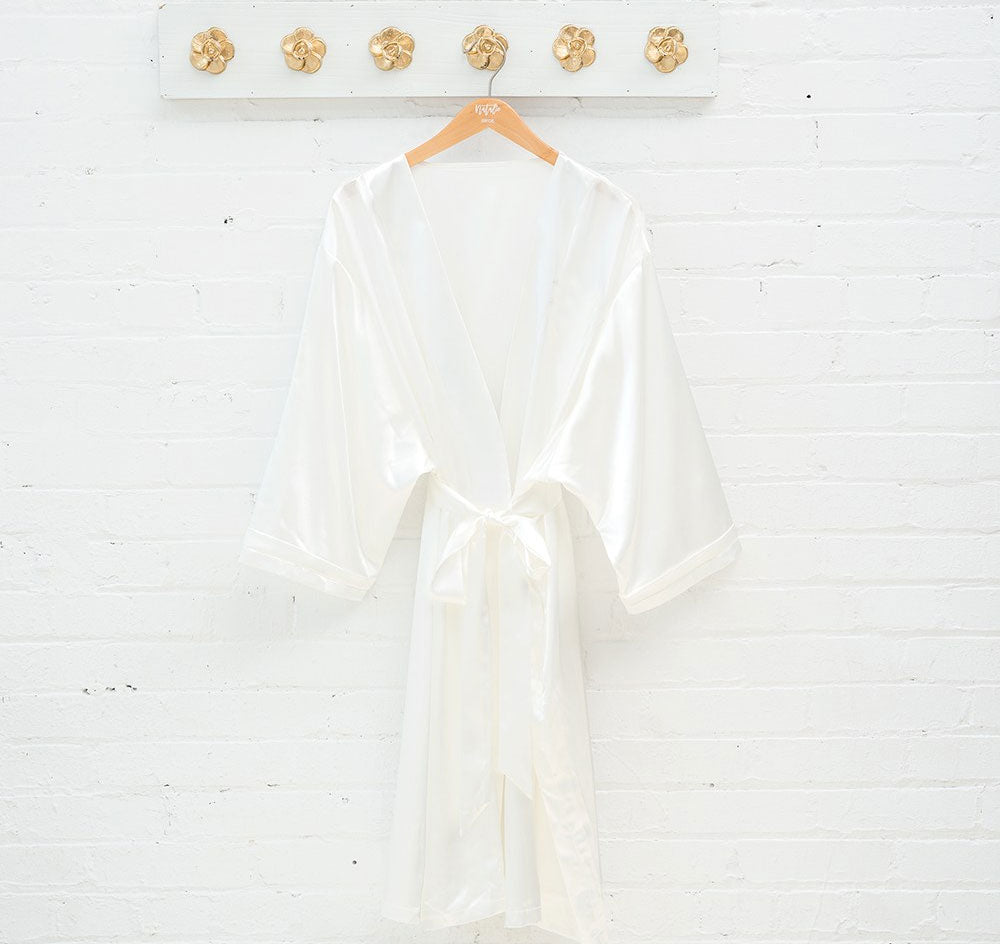 Silky Kimono Bridesmaid Robe - White