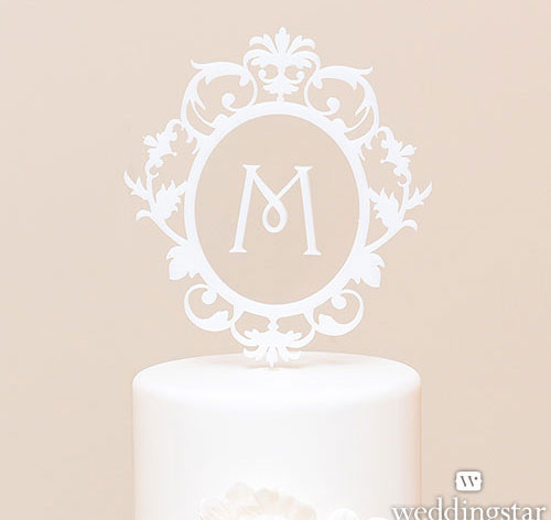 Floating White Initial Cake Topper