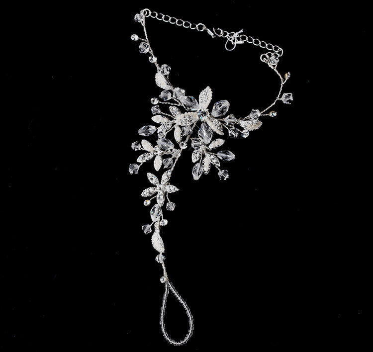 Romantic Crystal &amp; Pearl Floral Foot Jewelry