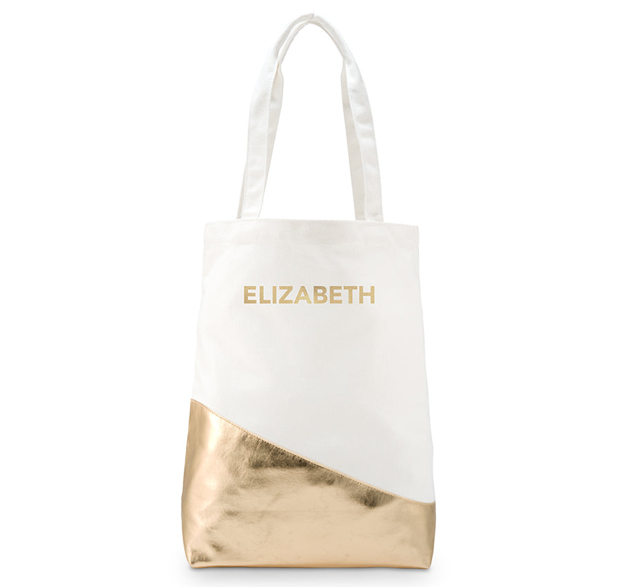 Gold Canvas Personalized Bridesmaid Tote Bag