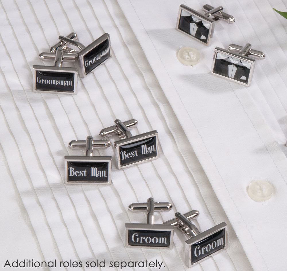 Tuxedo Design Wedding Cufflinks - Rectangle