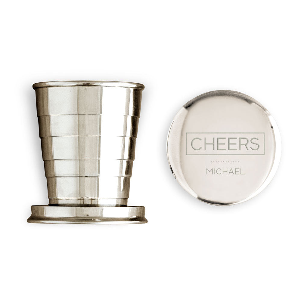 Collapsible Silver Groomsmen Shot Glass - Name