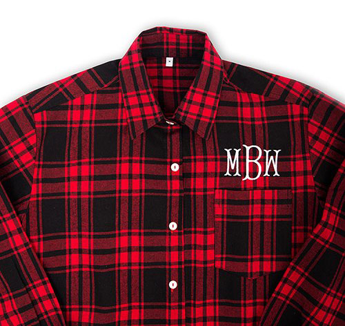Personalized Red Plaid Button Down Bridal Shirt