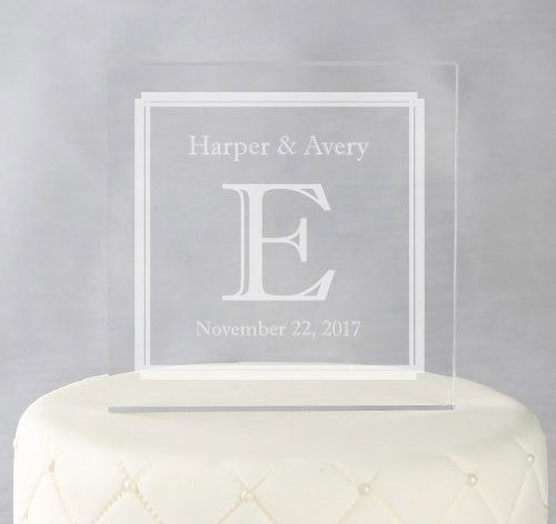 Double Line Border Custom Wedding Cake Topper