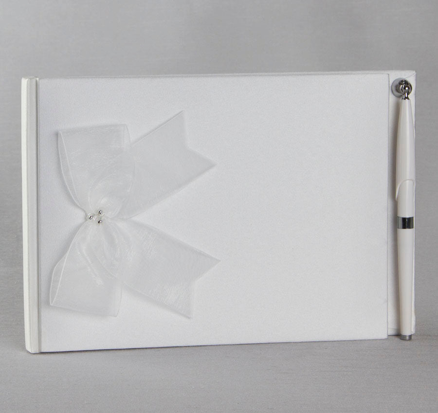 Beaded Organza Guest Book &amp; Pen Set