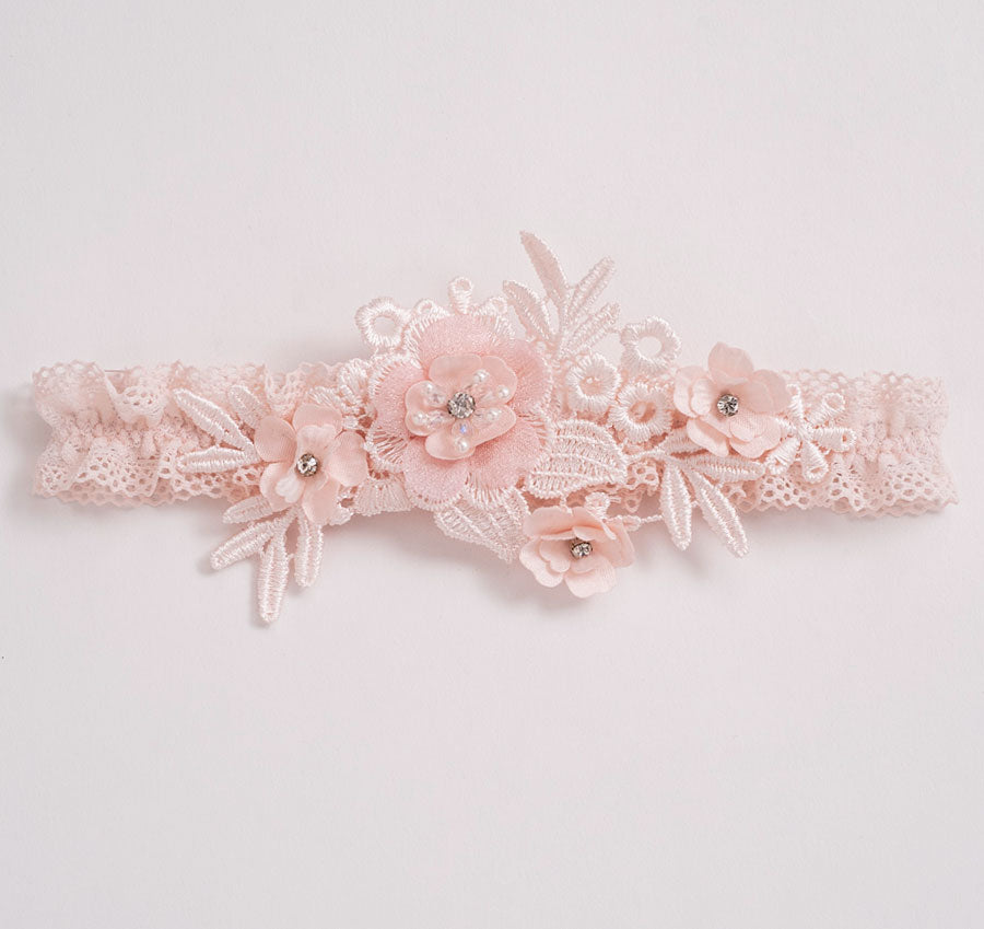 Hazel Blush Applique Bridal Garter