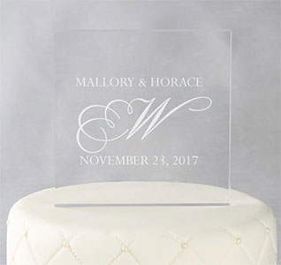 Fancy Initial Personalized Wedding Cake Topper