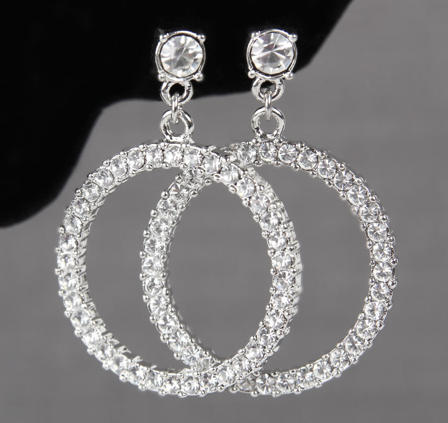 Crystal Circle Wedding Earrings