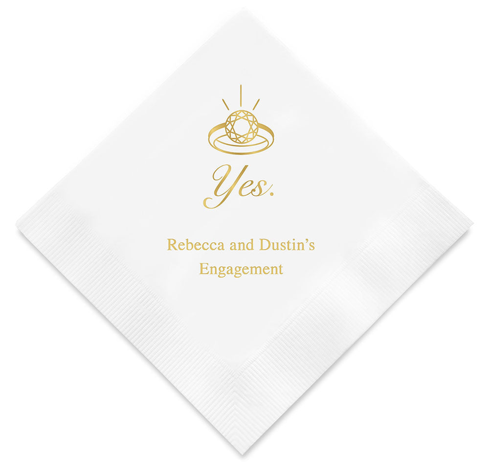 Yes (to The Ring) Personalized Wedding Napkins