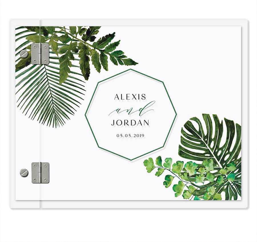 Modern Couple Greenery Acrylic Wedding Guest Book