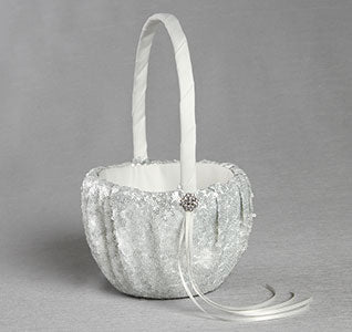 Elsa Matte Sequin Flower Girl Basket