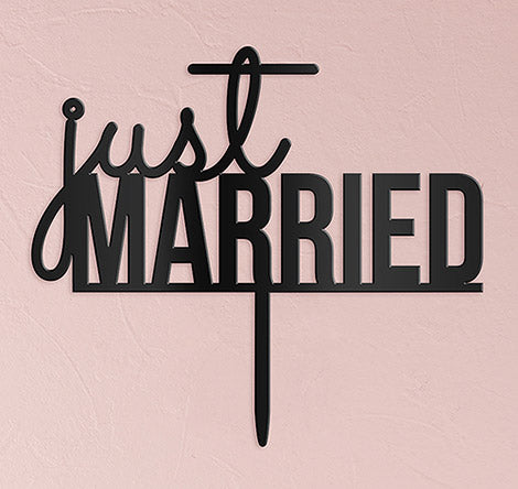 Just Married Wedding Cake Topper - Black