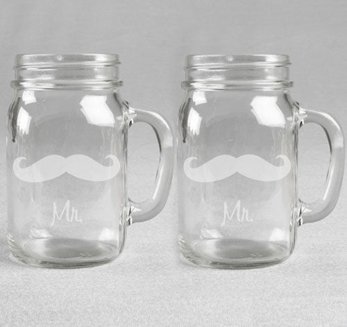 Mr. &amp; Mr. Mustache Mason Jar Set