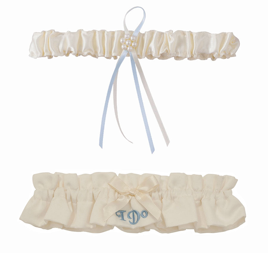 Embroidered I Do Wedding Garter Set