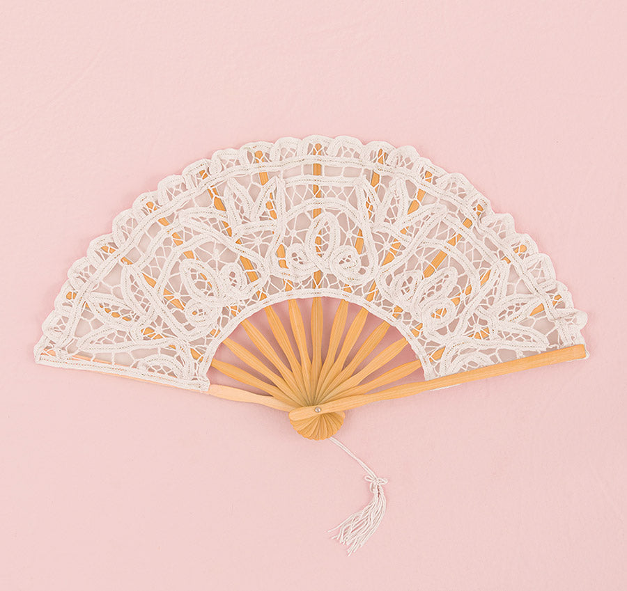 White Lace Wedding Fans