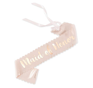 Blush Satin Maid of Honor  Sash